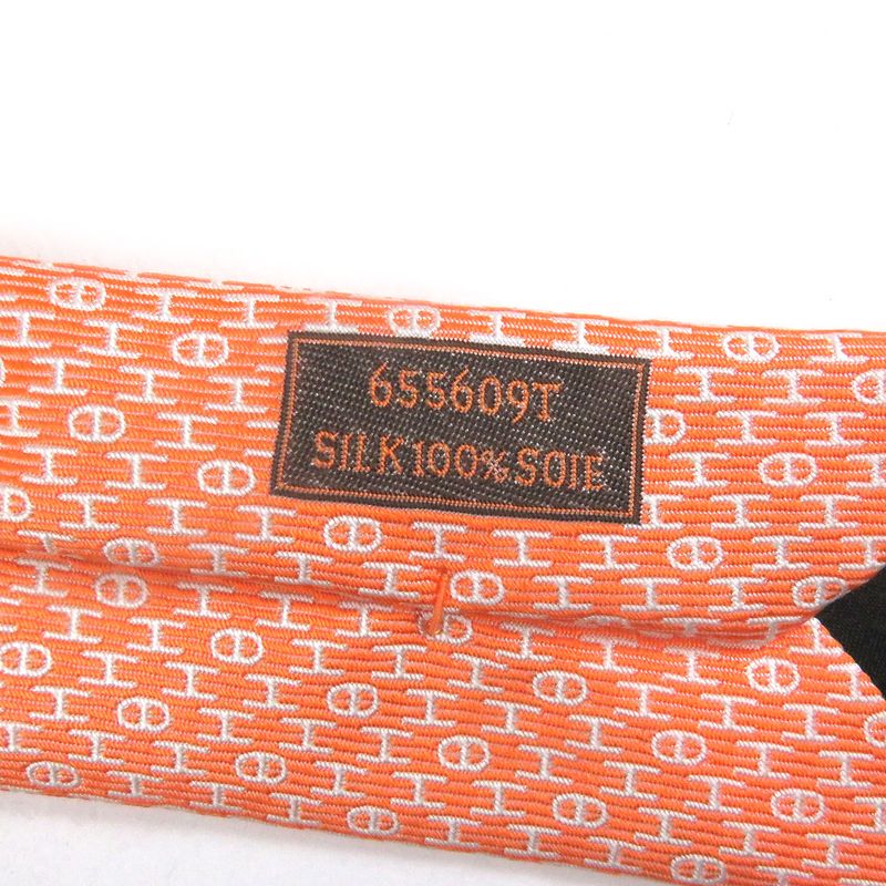 Hermes 655609t 100% Silk H Logo Chaine D'ancre Allover Pattern Regular Tie