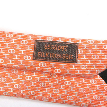 Hermes 655609t 100% Silk H Logo Chaine D'ancre Allover Pattern Regular Tie