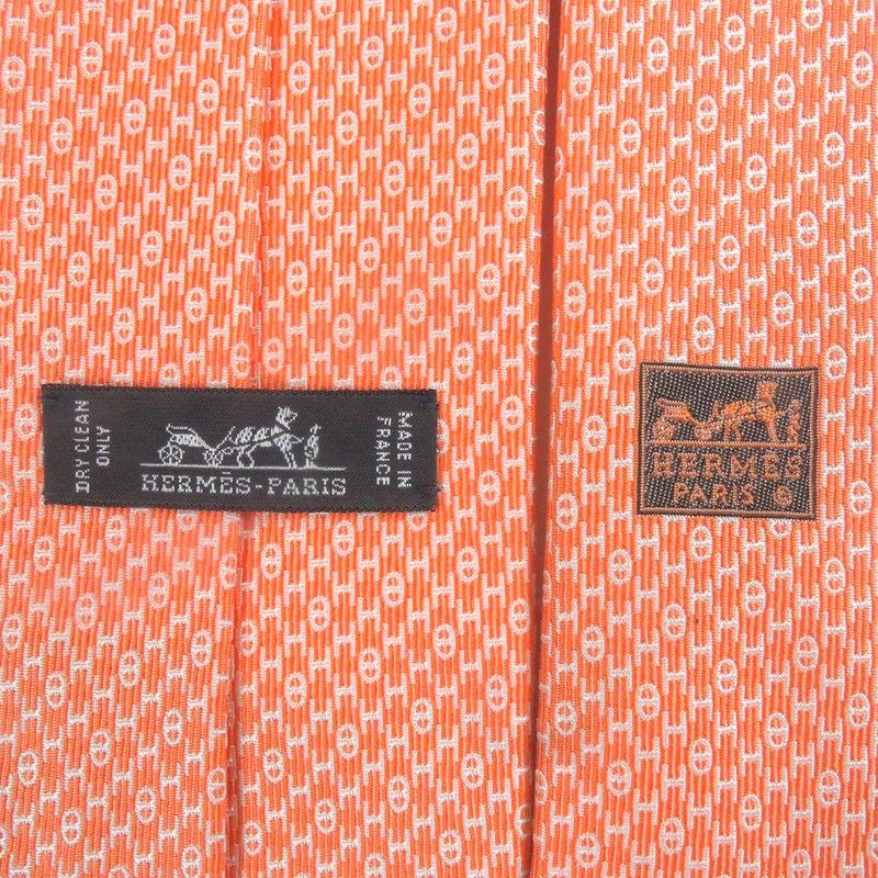 Hermes 655609t 100% Silk H Logo Chaine D'ancre Allover Pattern Regular Tie