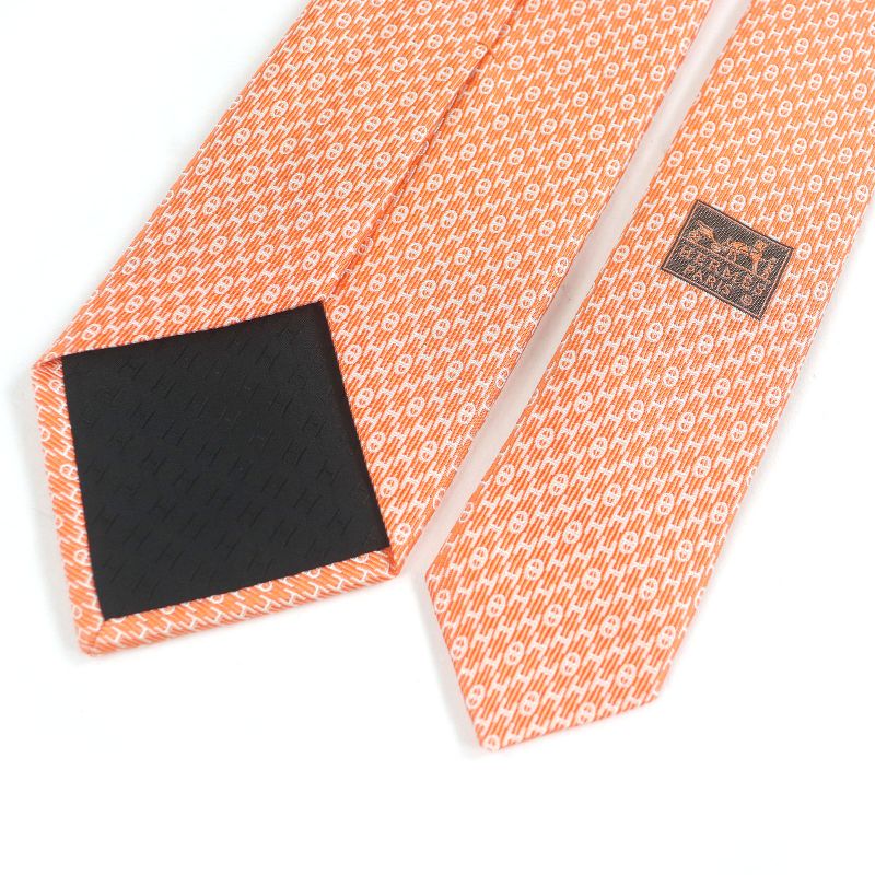 Hermes 655609t 100% Silk H Logo Chaine D'ancre Allover Pattern Regular Tie