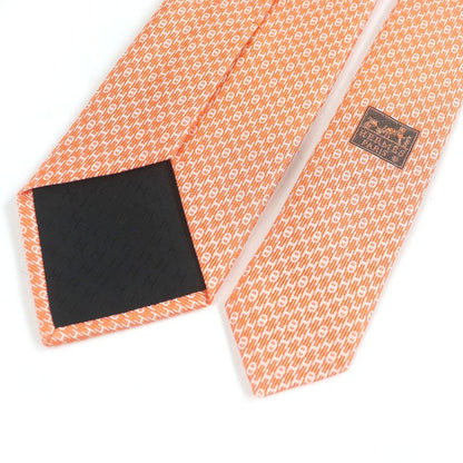 Hermes 655609t 100% Silk H Logo Chaine D'ancre Allover Pattern Regular Tie
