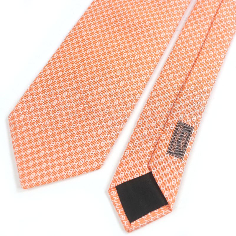 Hermes 655609t 100% Silk H Logo Chaine D'ancre Allover Pattern Regular Tie