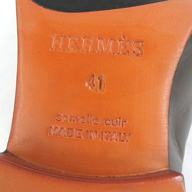 Hermes Leather Paris Constance H Logo Silver Hardware U-tip Loafers Moccasins