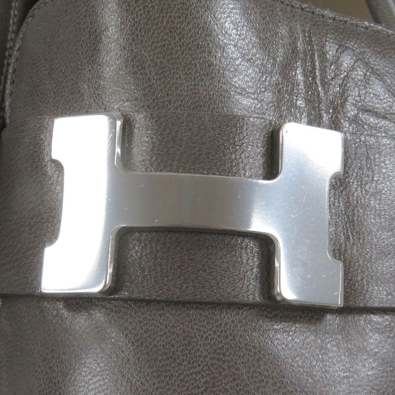 Hermes Leather Paris Constance H Logo Silver Hardware U-tip Loafers Moccasins