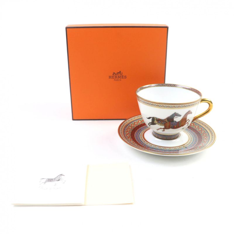 Hermes Chevaldrian Ceramic Horse Motif Teacup And Saucer 1 Set Tableware Multi