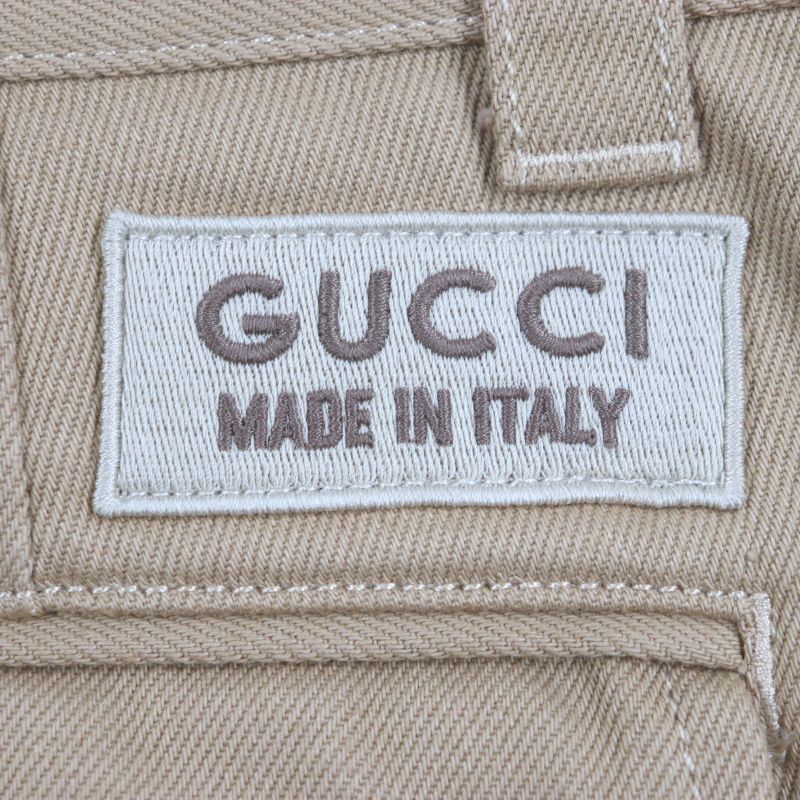  Gucci 771458 100% Cotton Embossed GG Logo Organic Denim Pants With Logo Patch