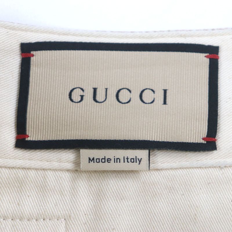  Gucci 771458 100% Cotton Embossed GG Logo Organic Denim Pants With Logo Patch