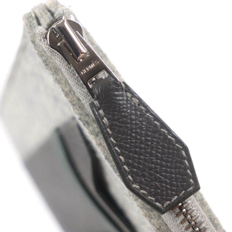 Hermes TOO DOO TOO DOO 29 Felt Vaux Epson Leather Silver Hardware Flat Pouch