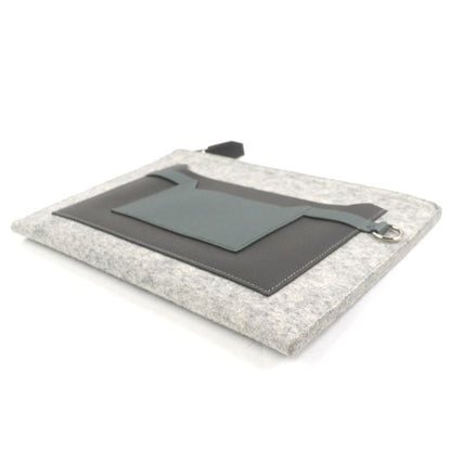 Hermes TOO DOO TOO DOO 29 Felt Vaux Epson Leather Silver Hardware Flat Pouch