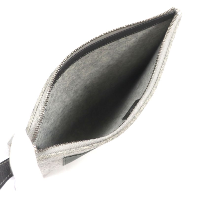 Hermes TOO DOO TOO DOO 29 Felt Vaux Epson Leather Silver Hardware Flat Pouch
