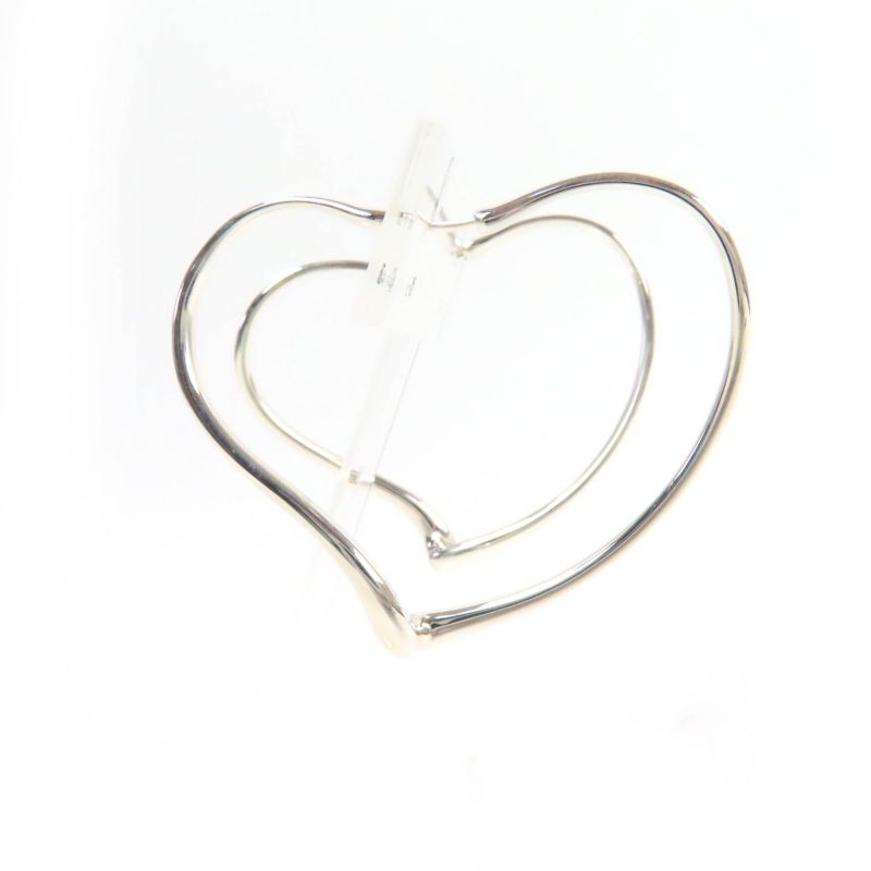 Tiffany & Co Open Heart Hoop Earrings Medium Ag925 Earrings Silver