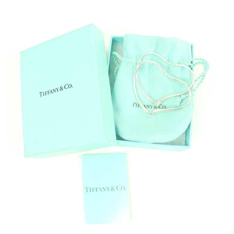 Tiffany & Co Open Heart Hoop Earrings Medium Ag925 Earrings Silver