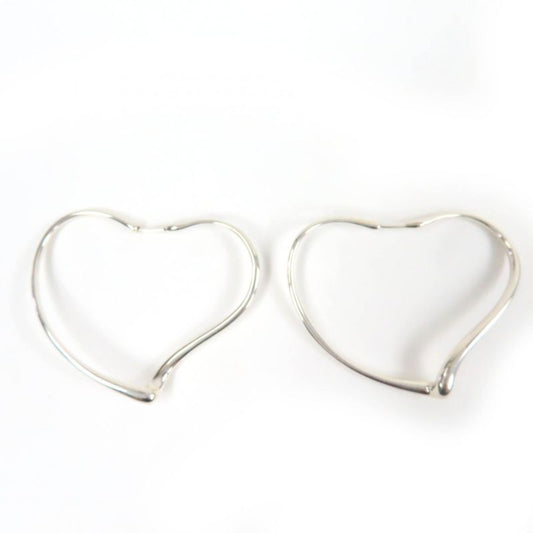 Tiffany & Co Open Heart Hoop Earrings Medium Ag925 Earrings Silver