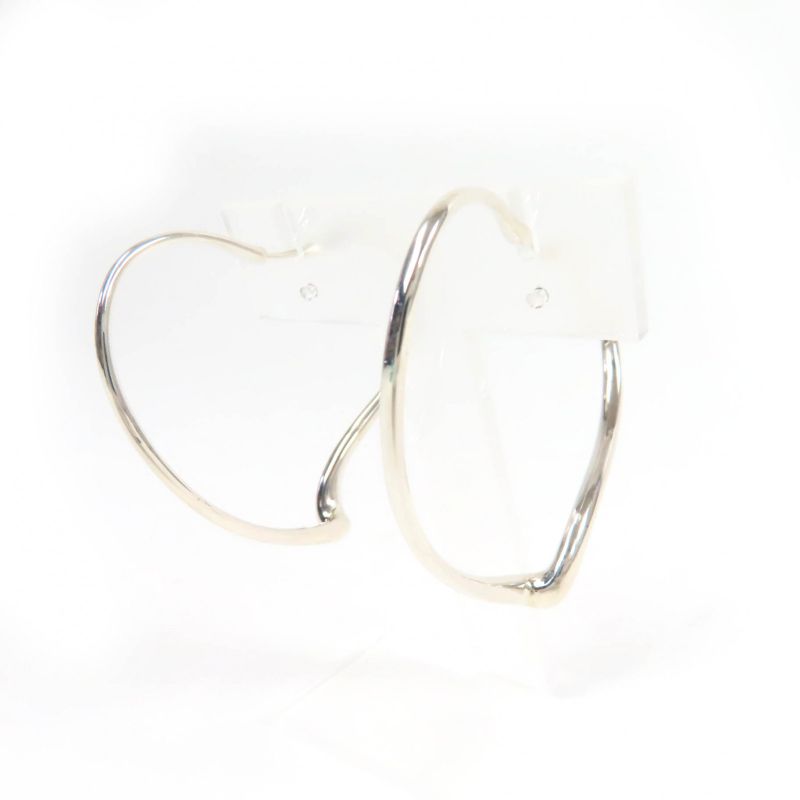 Tiffany & Co Open Heart Hoop Earrings Medium Ag925 Earrings Silver