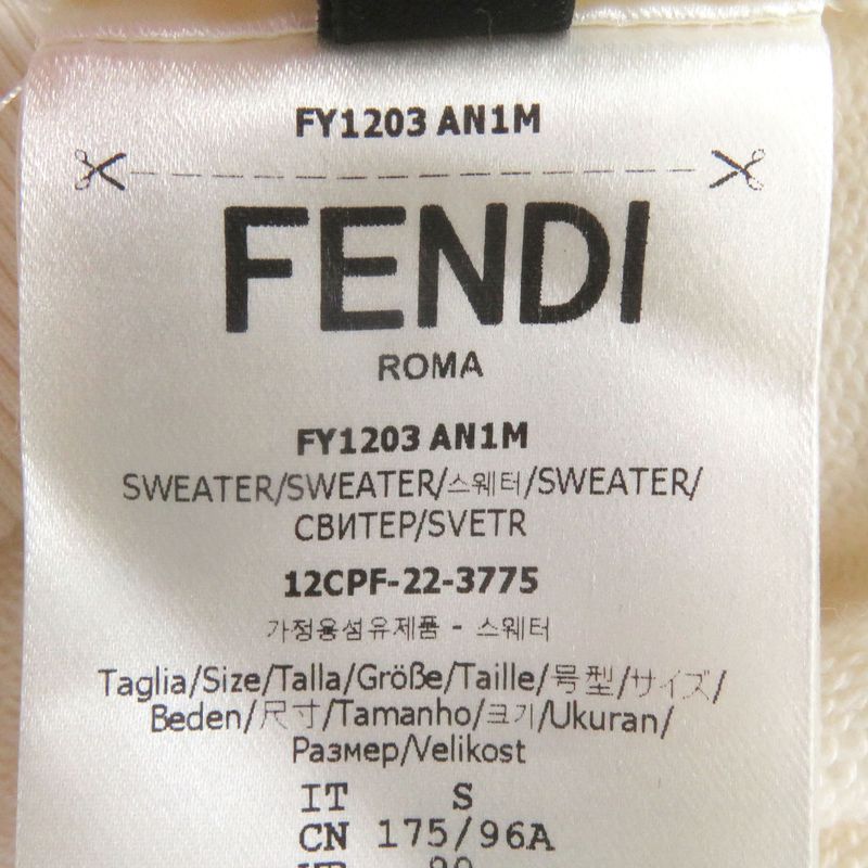 Fendi Fy1203 Logo Patch Embroidery Pullover Hoodie Ivory S Storage With Bag