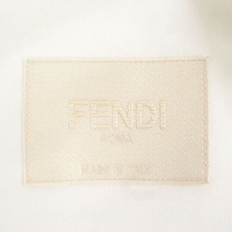 Fendi Fy1203 Logo Patch Embroidery Pullover Hoodie Ivory S Storage With Bag