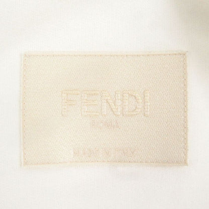 Fendi Fy1203 Logo Patch Embroidery Pullover Hoodie Ivory S Storage With Bag