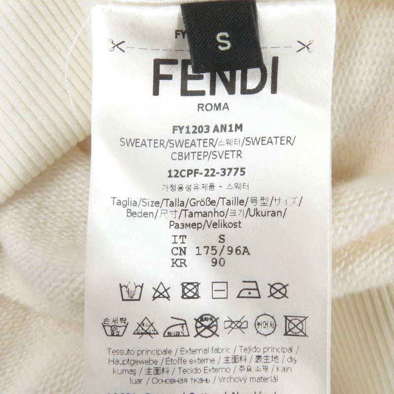 Fendi Fy1203 Logo Patch Embroidery Pullover Hoodie Ivory S Storage With Bag