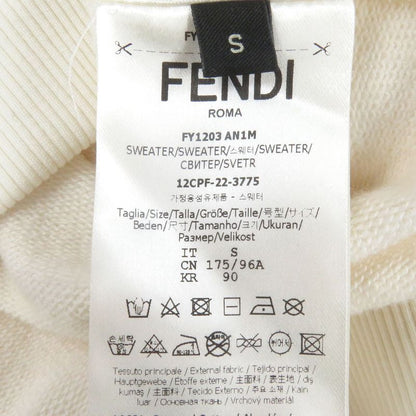 Fendi Fy1203 Logo Patch Embroidery Pullover Hoodie Ivory S Storage With Bag