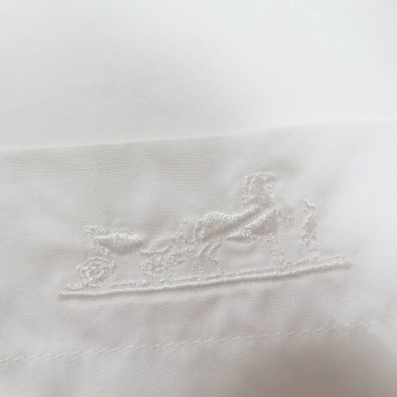 Hermes 24SS 4e0601dv 100% Cotton 100% Karesh Embroidery Logo Shell Button Long