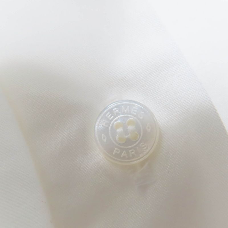 Hermes 24SS 4e0601dv 100% Cotton 100% Karesh Embroidery Logo Shell Button Long