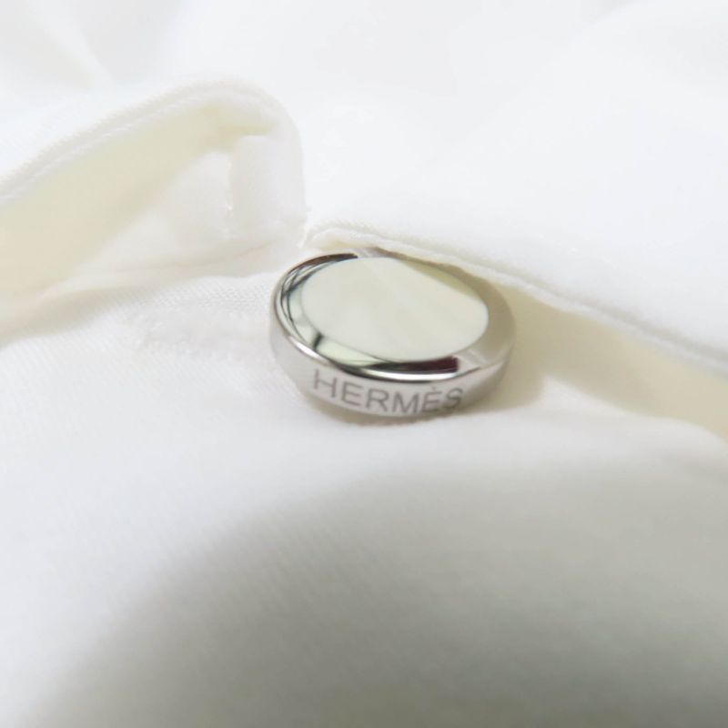 Hermes 24SS 4e0601dv 100% Cotton 100% Karesh Embroidery Logo Shell Button Long