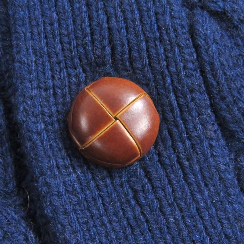 Gucci 673487 95% Cashmere Webbed Cable-knit Long-sleeved Knitted Cardigan Navy