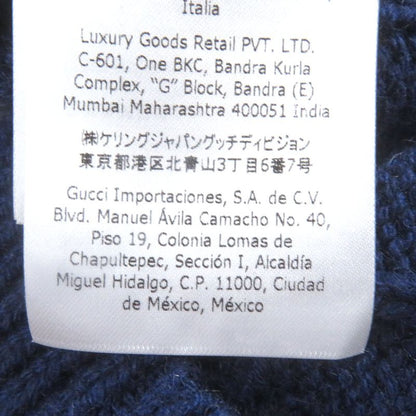 Gucci 673487 95% Cashmere Webbed Cable-knit Long-sleeved Knitted Cardigan Navy
