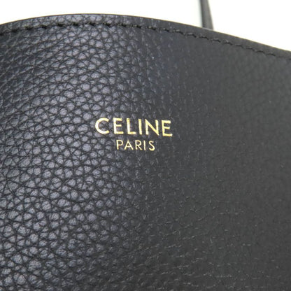 Celine 18902 Cabas Phantom Small Soft Grain Calf Logo Tote Bag Black Storage