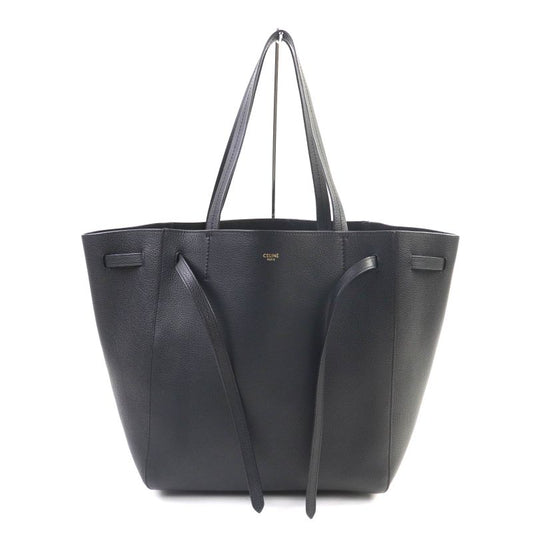 Celine 18902 Cabas Phantom Small Soft Grain Calf Logo Tote Bag Black Storage