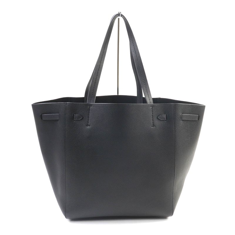 Celine 18902 Cabas Phantom Small Soft Grain Calf Logo Tote Bag Black Storage