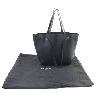 Celine 18902 Cabas Phantom Small Soft Grain Calf Logo Tote Bag Black Storage