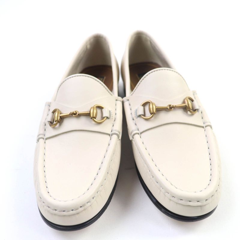 Gucci 1953 Horsebit Leather Loafer Shoes White 36 With Box And Storage Bag Made