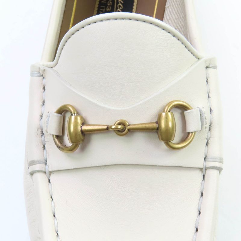Gucci 1953 Horsebit Leather Loafer Shoes White 36 With Box And Storage Bag Made