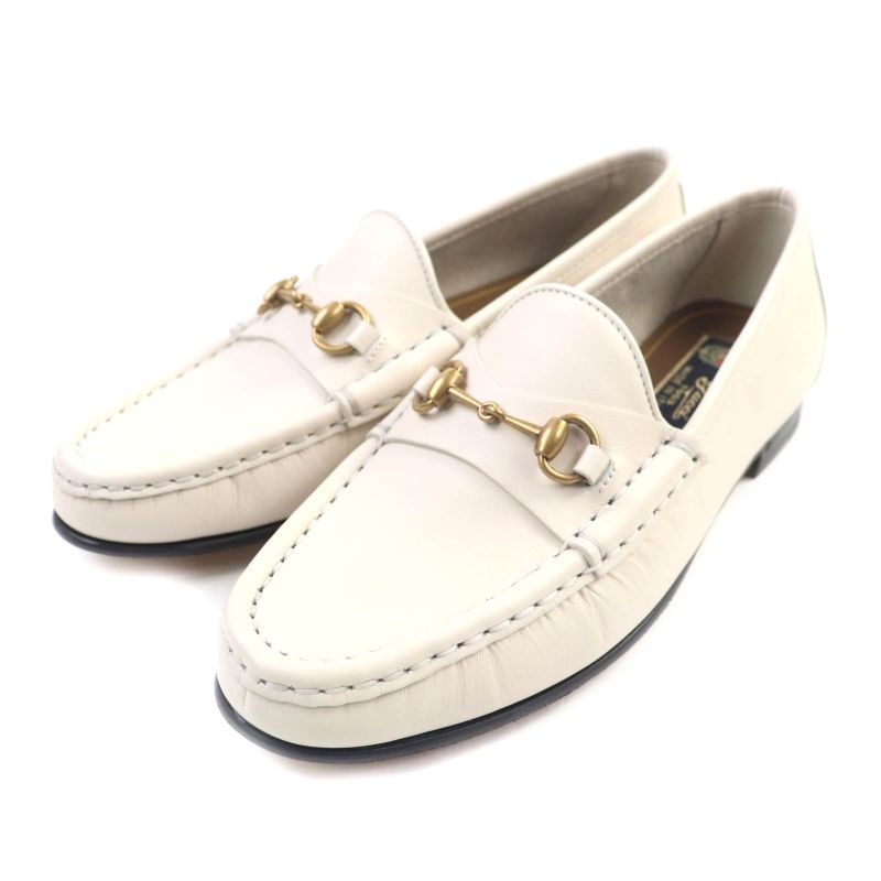 Gucci 1953 Horsebit Leather Loafer Shoes White 36 With Box And Storage Bag Made