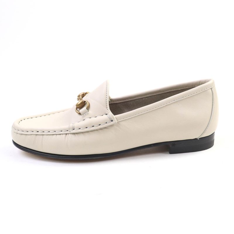 Gucci 1953 Horsebit Leather Loafer Shoes White 36 With Box And Storage Bag Made