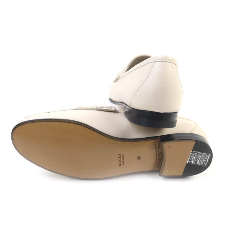 Gucci 1953 Horsebit Leather Loafer Shoes White 36 With Box And Storage Bag Made