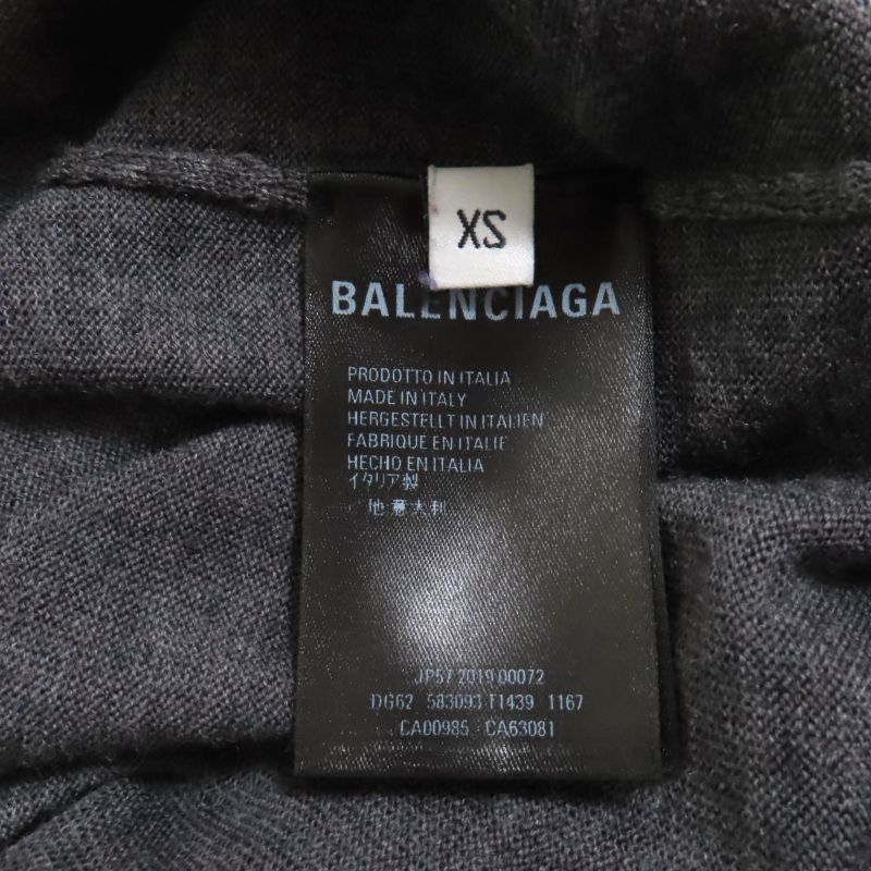 Balenciaga 100% Wool Back Logo Crew Neck Long Sleeve Knit Sweater Grey XS Made