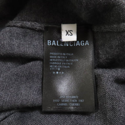 Balenciaga 100% Wool Back Logo Crew Neck Long Sleeve Knit Sweater Grey XS Made