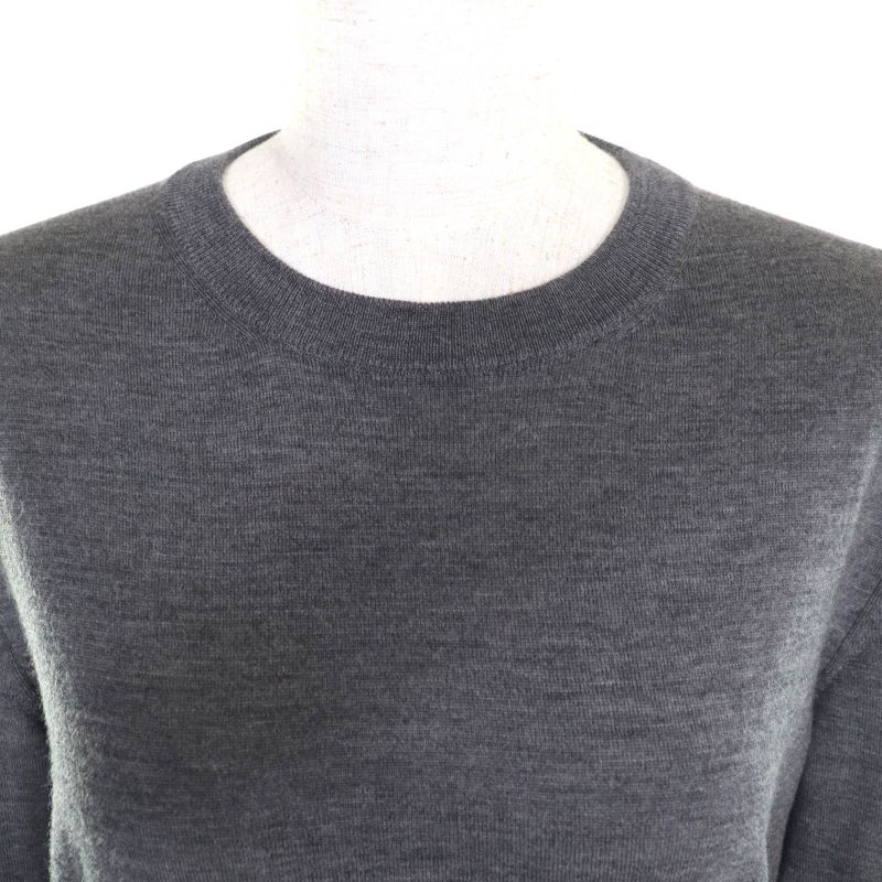 Balenciaga 100% Wool Back Logo Crew Neck Long Sleeve Knit Sweater Grey XS Made
