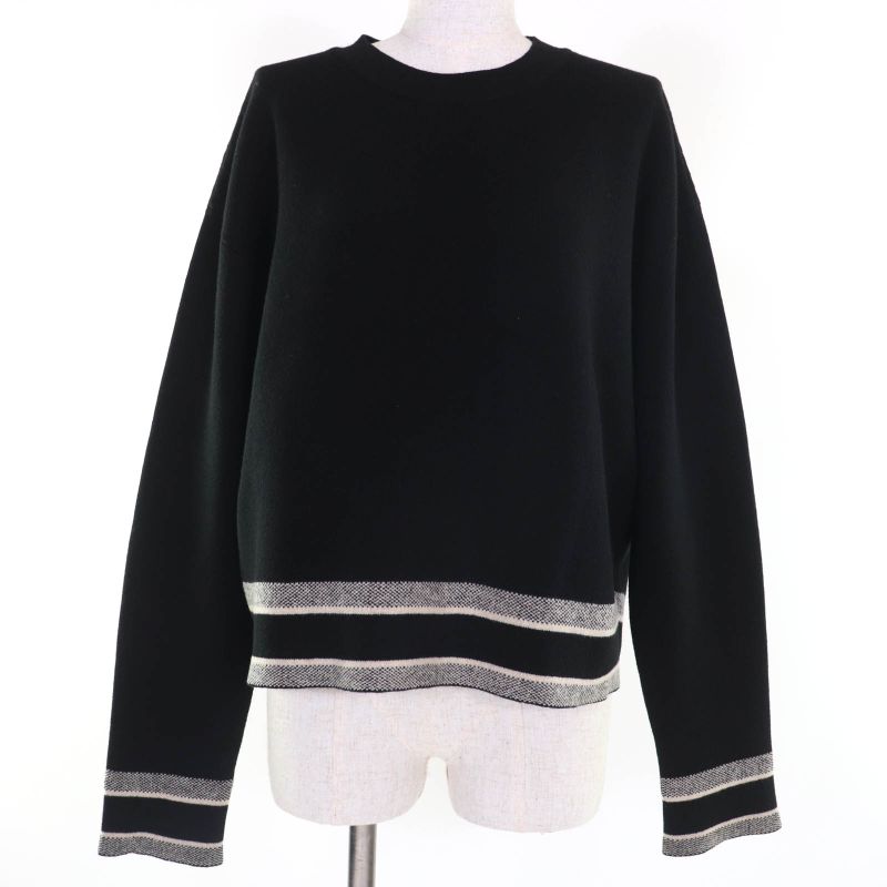 Christian DIOR 014s55am042 Cashmere Long Sleeve Knit With Logo Black 40 Made In