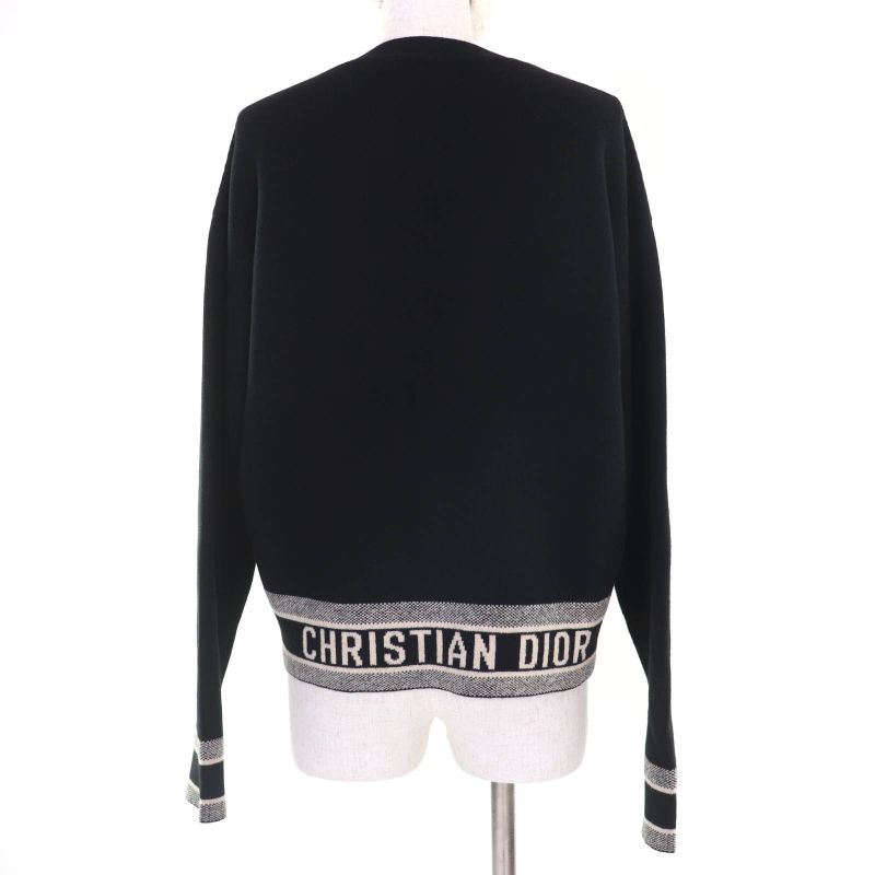Christian DIOR 014s55am042 Cashmere Long Sleeve Knit With Logo Black 40 Made In