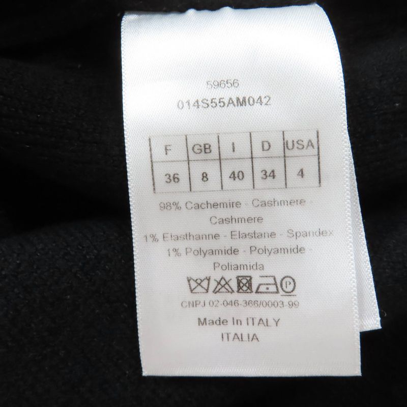Christian DIOR 014s55am042 Cashmere Long Sleeve Knit With Logo Black 40 Made In