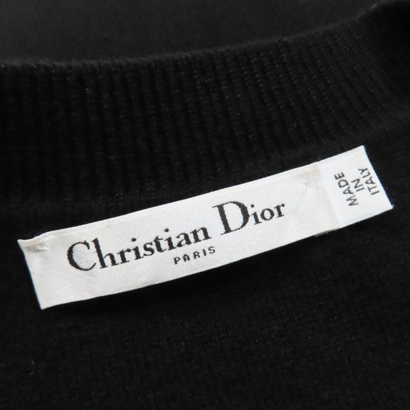 Christian DIOR 014s55am042 Cashmere Long Sleeve Knit With Logo Black 40 Made In
