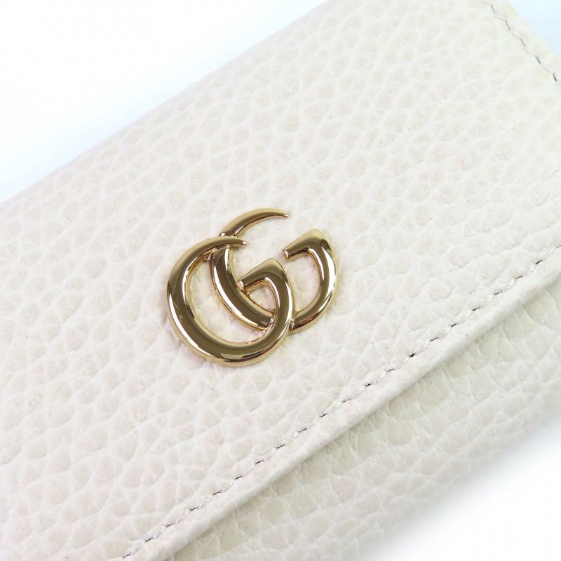 Gucci 456118 Double G 6-stack Key Hook Leather Key Case Light Beige Gold