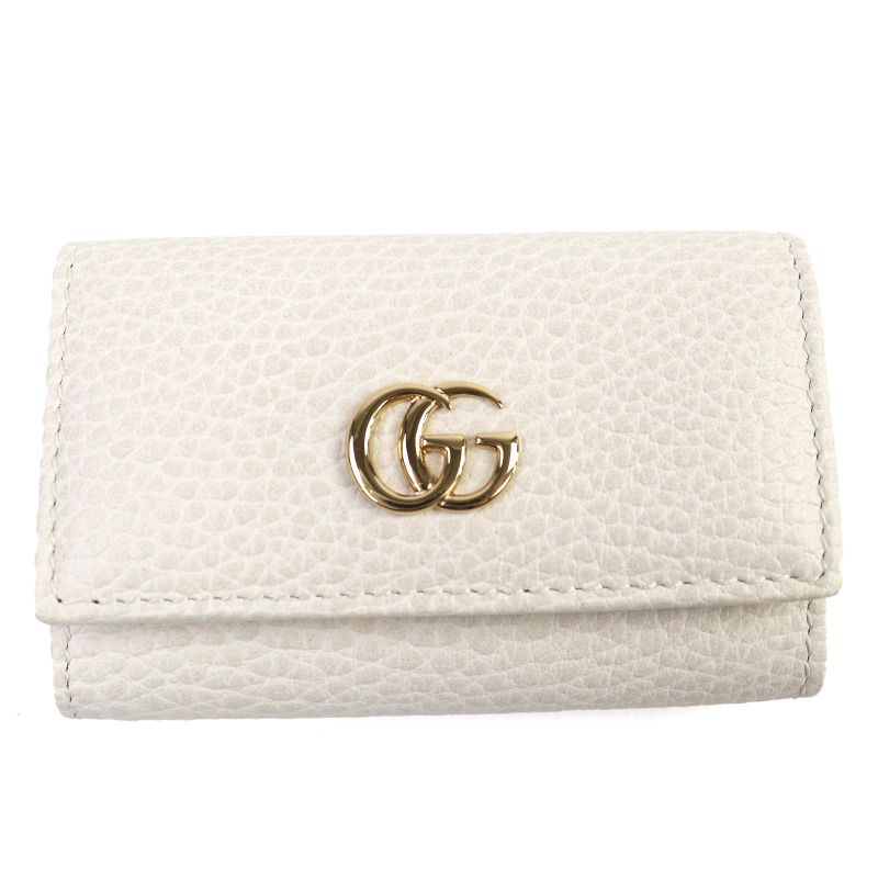 Gucci 456118 Double G 6-stack Key Hook Leather Key Case Light Beige Gold