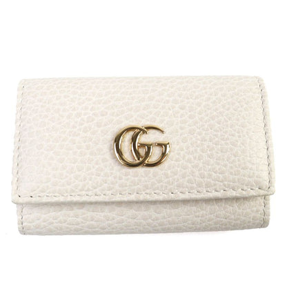 Gucci 456118 Double G 6-stack Key Hook Leather Key Case Light Beige Gold