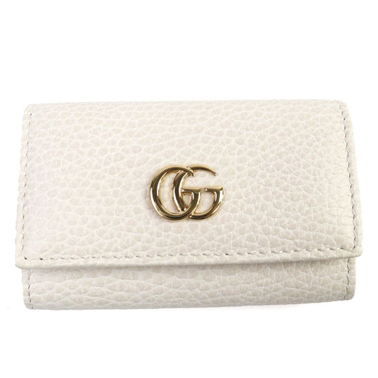 Gucci 456118 Double G 6-stack Key Hook Leather Key Case Light Beige Gold