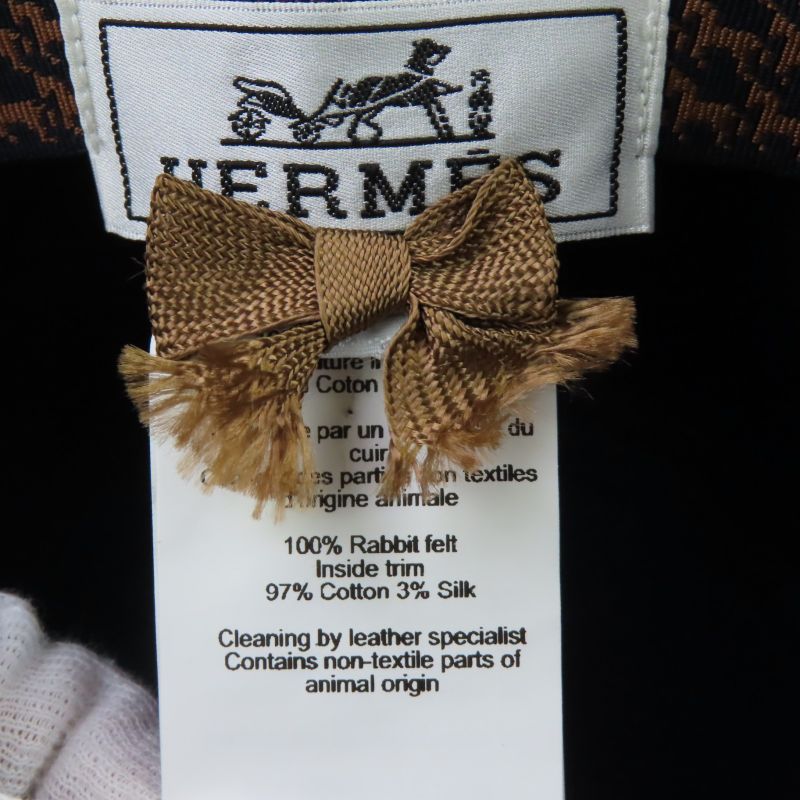 Hermes H Motif 100% Rabbit Felt Hat Navy 57 Women