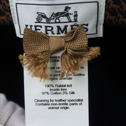 Hermes H Motif 100% Rabbit Felt Hat Navy 57 Women